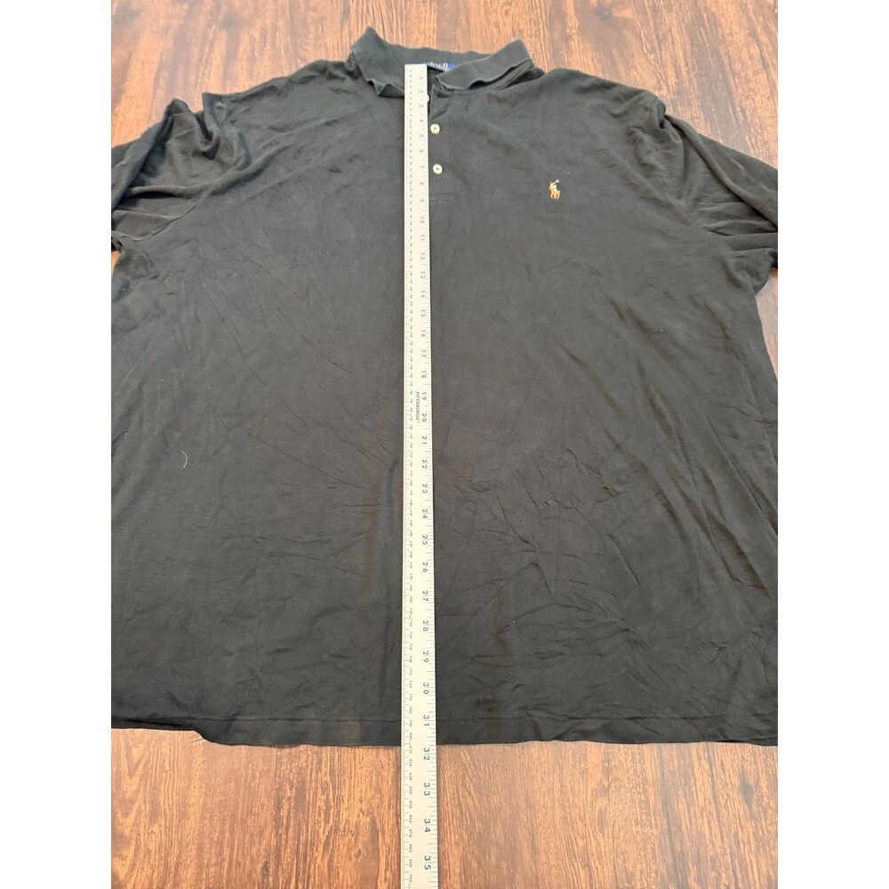 Ralph Lauren Polo Shirt Men 3XLT Black Long Tail Pima Knit Rugby Preppy - Picture 5 of 8